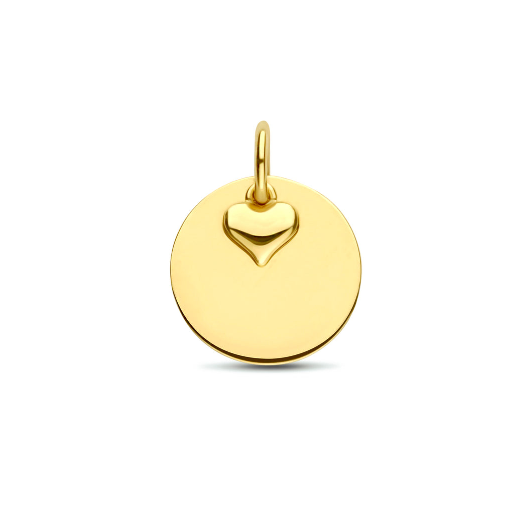 9 Karat Gravur-Anhänger Herz 14 mm 9K gelb
