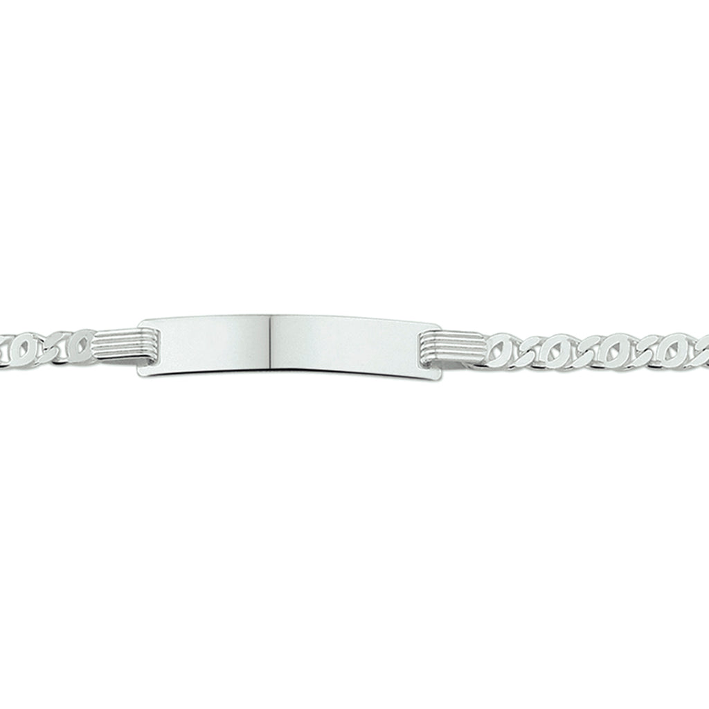 graveerarmband valkenoog plaat 5,0 mm 16 - 18 cm zilver wit