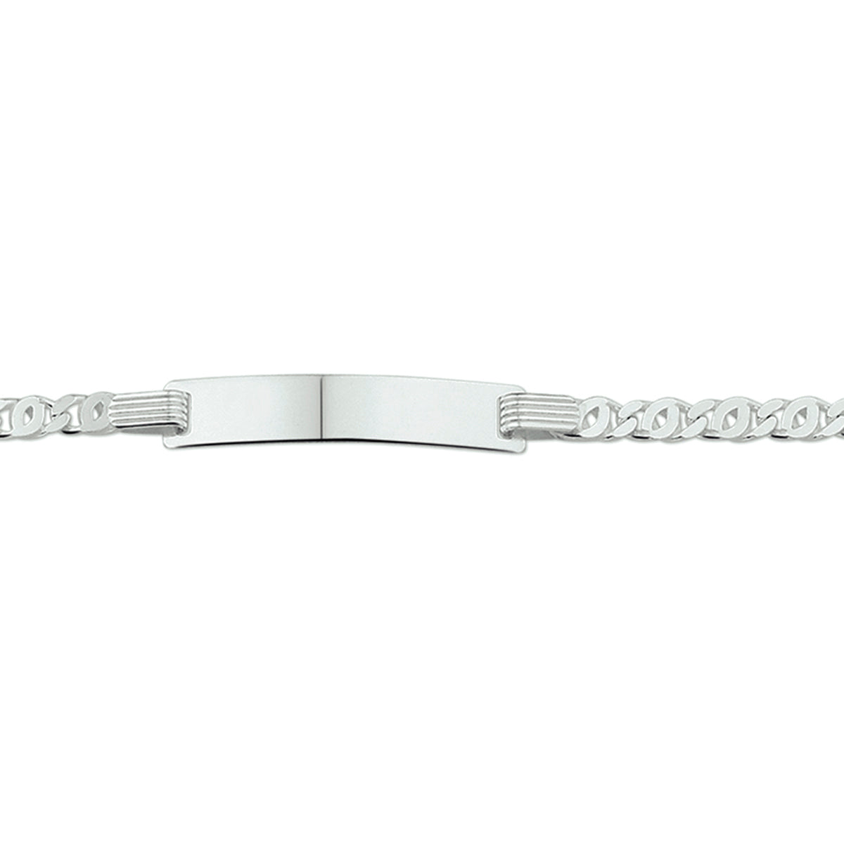 graveerarmband valkenoog plaat 5,0 mm 16 - 18 cm zilver wit