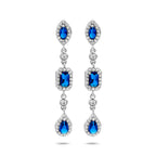 oorhangers wit en blauw saffier zirkonia zilver gerhodineerd