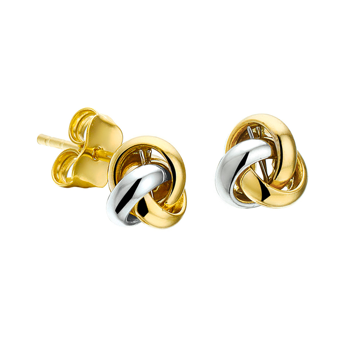 Ohrstecker Knopf 14K Bicolor Gold gelb/weiß