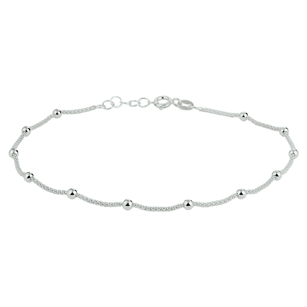 Fußkettchenperlen 3,0 mm Silber rhodiniert