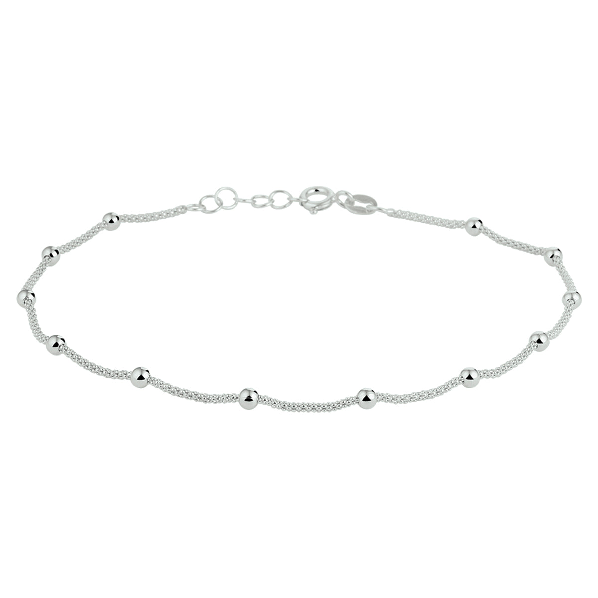 Fußkettchenperlen 3,0 mm Silber rhodiniert