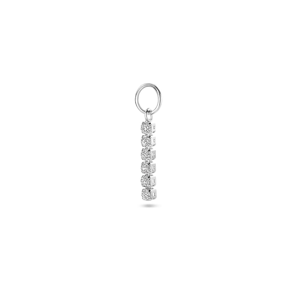 Ohrringanhänger Zirkonia einzeln 15 mm rhodiniertes Silber