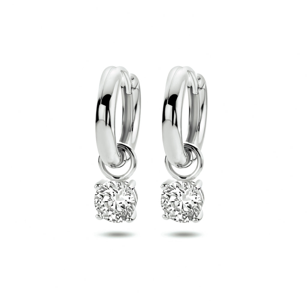 klapoorringen zirkonia 23,5 mm zilver gerhodineerd