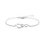 armband hart en infinity 16 + 3 cm zilver gerhodineerd