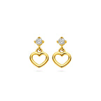 oorhangers hart en zirkonia 14K geelgoud