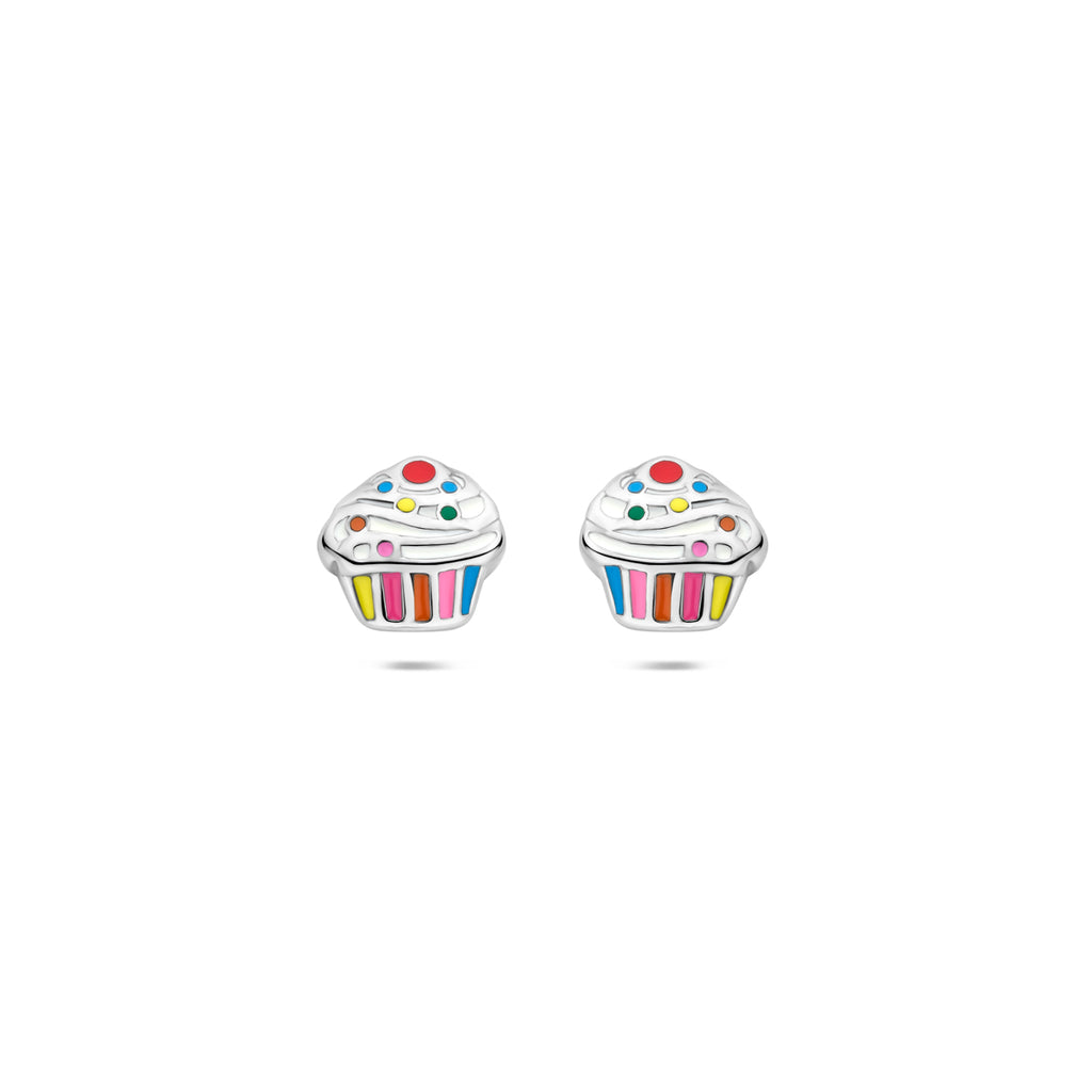 Ohrstecker Cupcake Silber rhodiniert