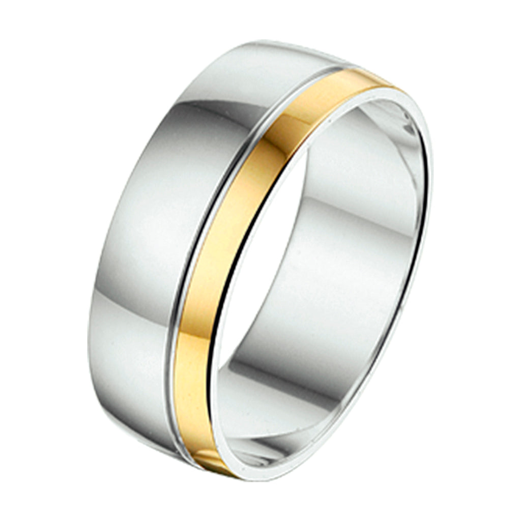ring 6 mm zonder steen goud met zilver