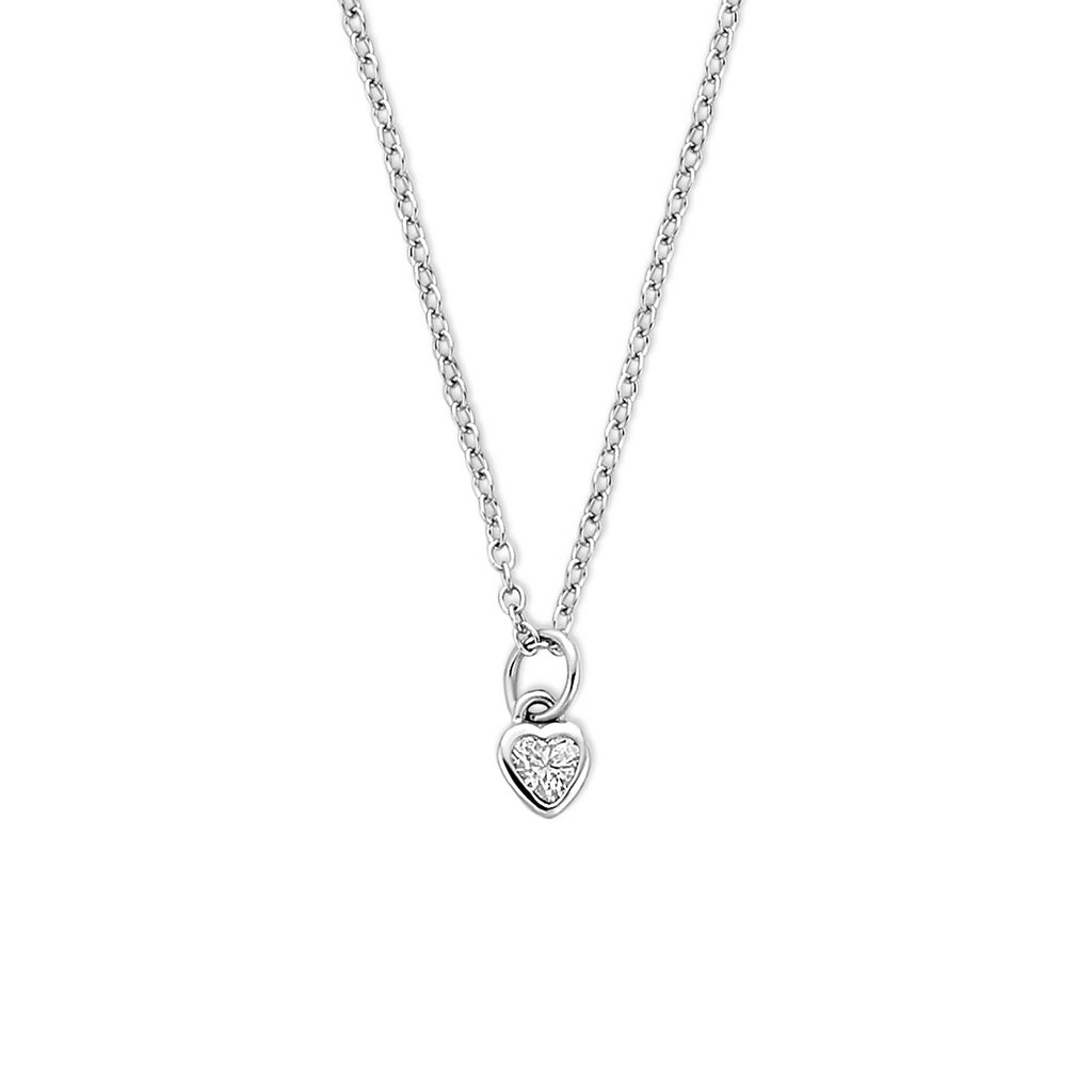 collier hartje zirkonia 41 - 43 - 45 cm zilver gerhodineerd