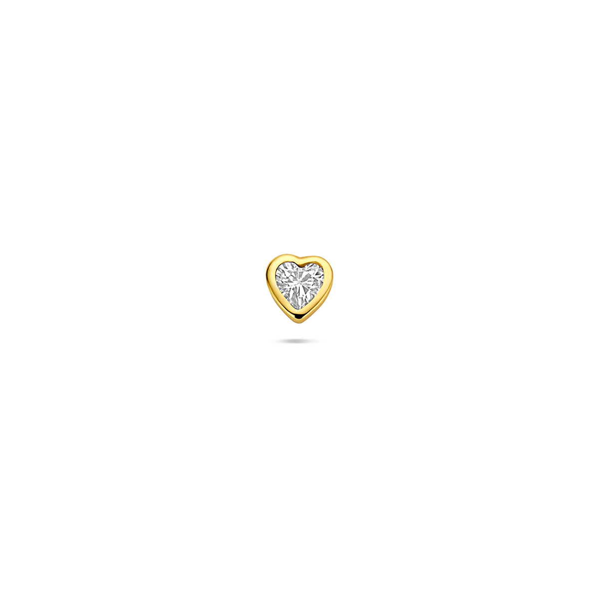 flat back piercing hartje zirkonia 4,5 mm 1 micron zilver verguld (geel)