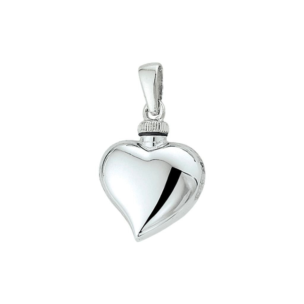 Urnenanhänger Herz 16 mm Sterling Silber rhodiniert