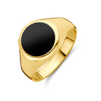 ring onyx 14K geelgoud - rond