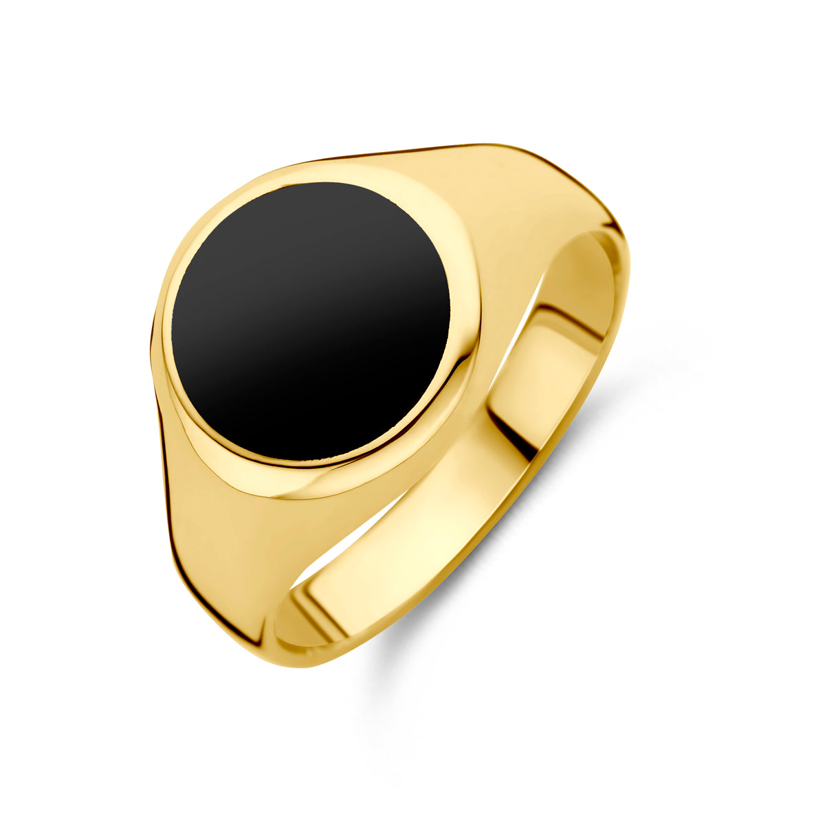 ring onyx 14K geelgoud - rond