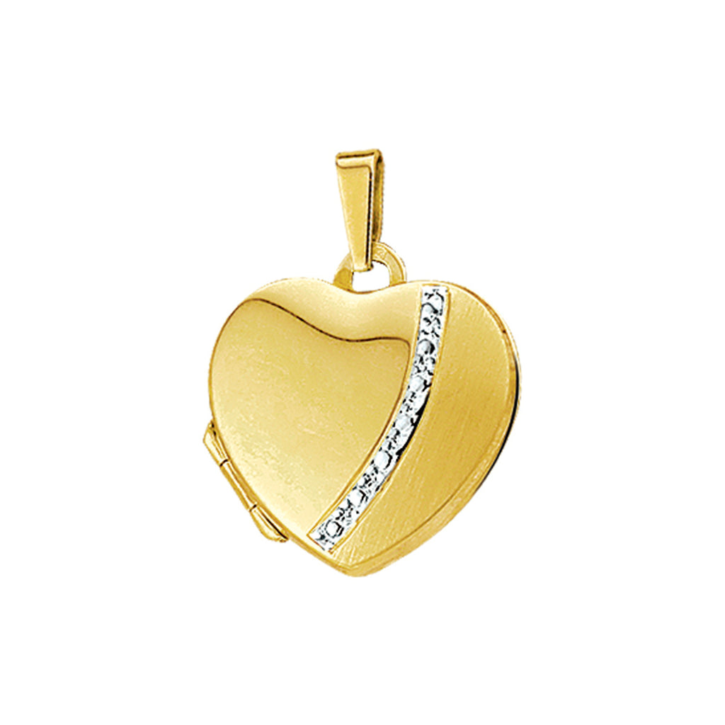 medaillon hart bicolor gestift 17 mm 14K geelgoud