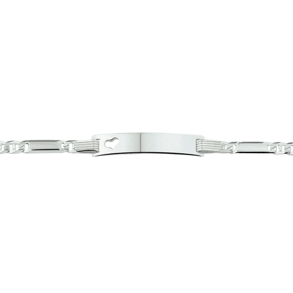 graveerarmband anker plaat met hartje 5,0 mm 16 - 18 cm zilver wit