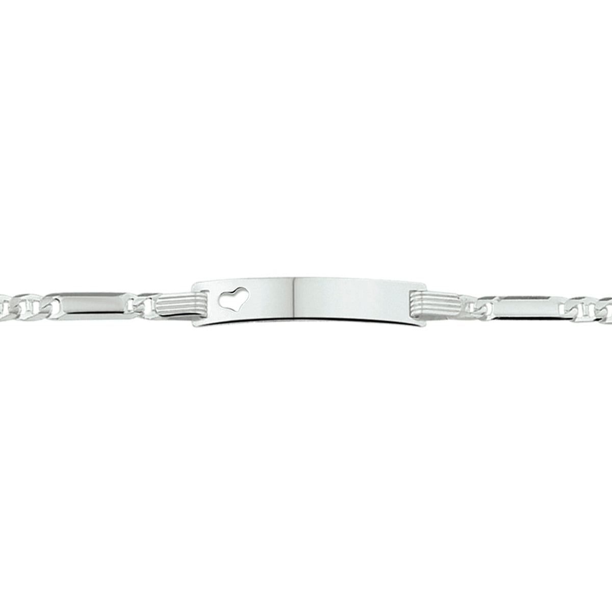 graveerarmband anker plaat met hartje 5,0 mm 16 - 18 cm zilver wit