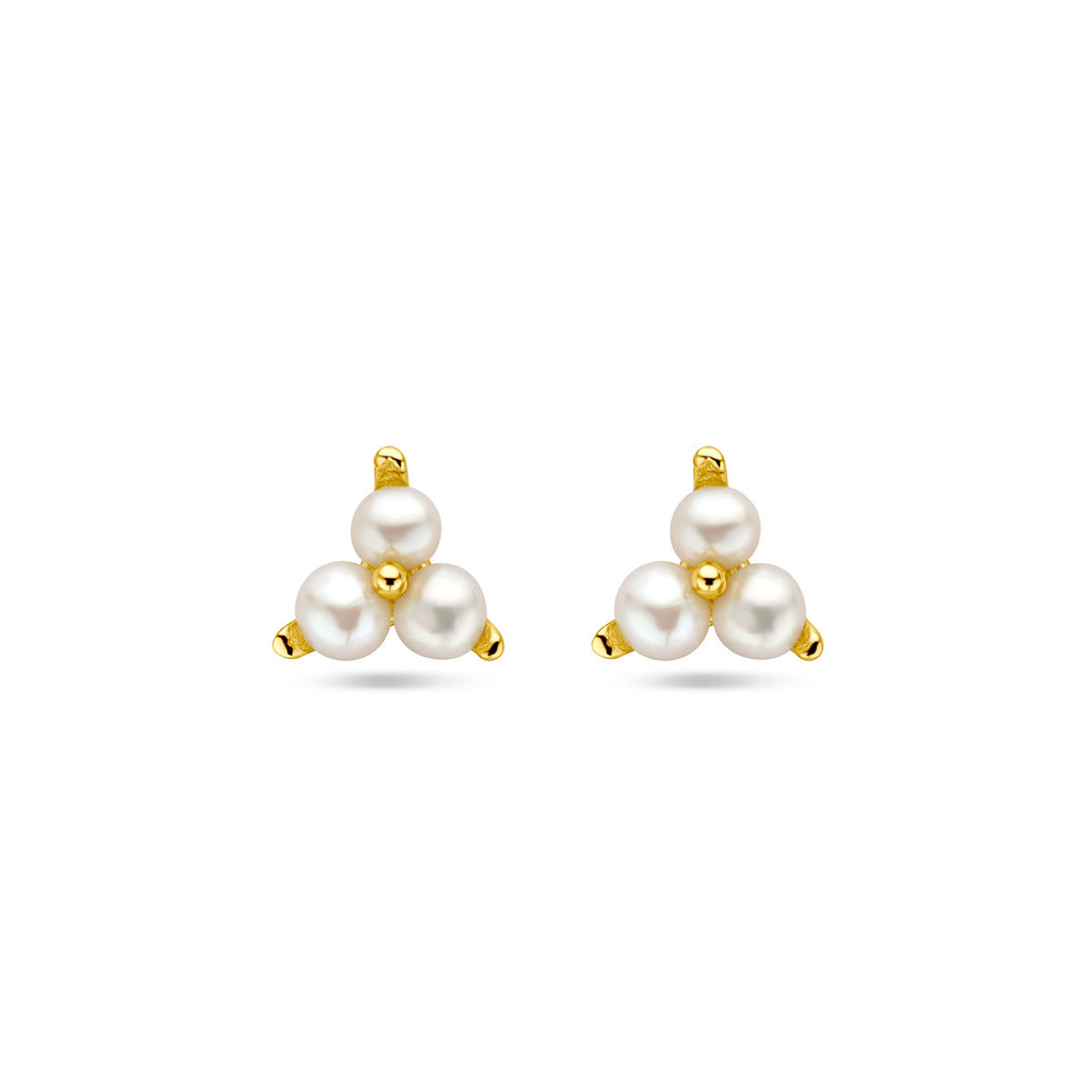 Ohrstecker Perle 1 Mikron Silber vergoldet (gelb)