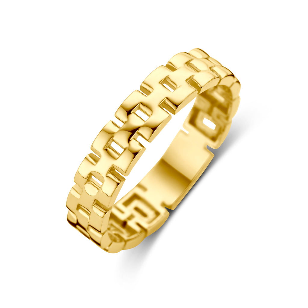 ring schakel 14K geelgoud - schakelmotief