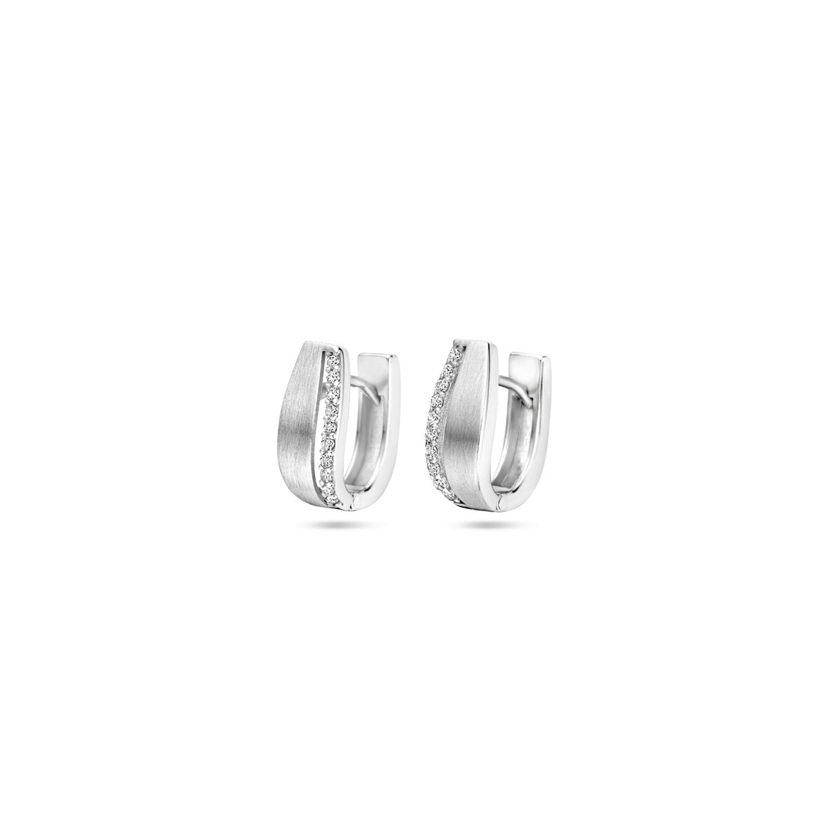 klapoorringen zirkonia 14 mm poli/mat zilver gerhodineerd