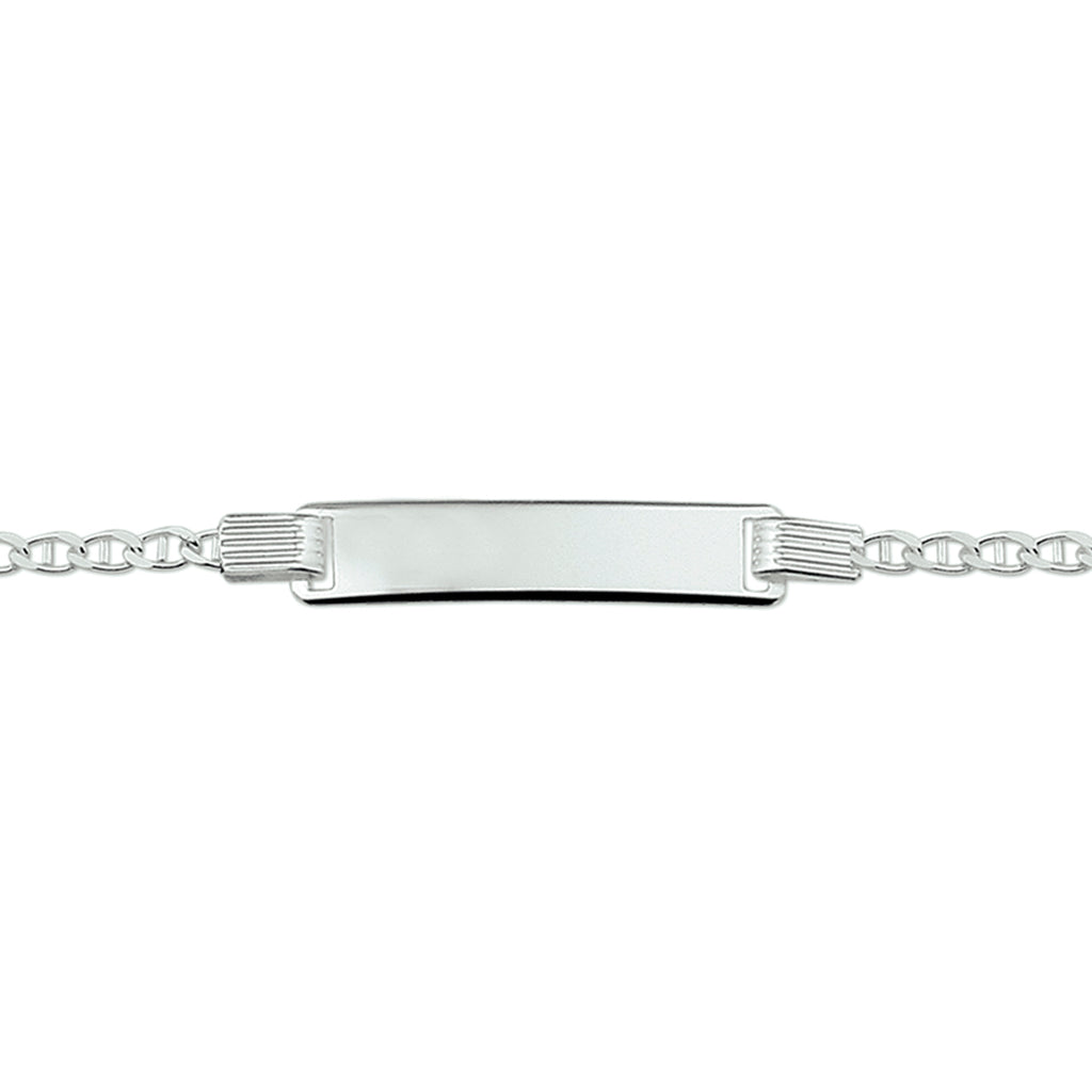 Gravurarmband Ankerplatte 6,0 mm 16 - 18 cm Silber weiß