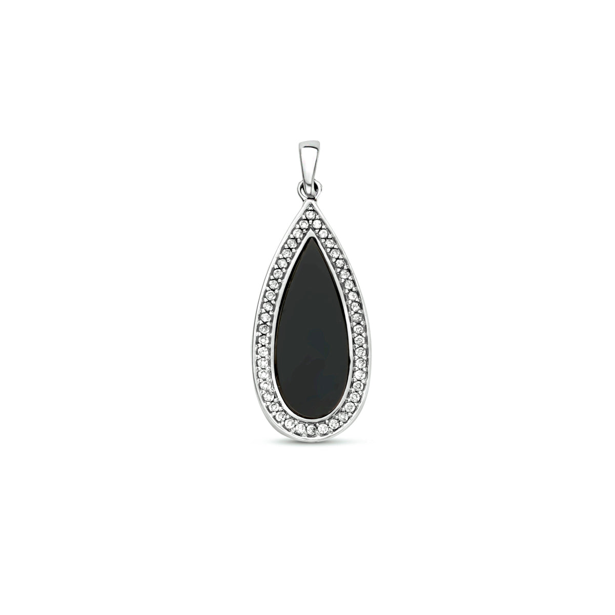 hanger onyx en zirkonia zilver gerhodineerd