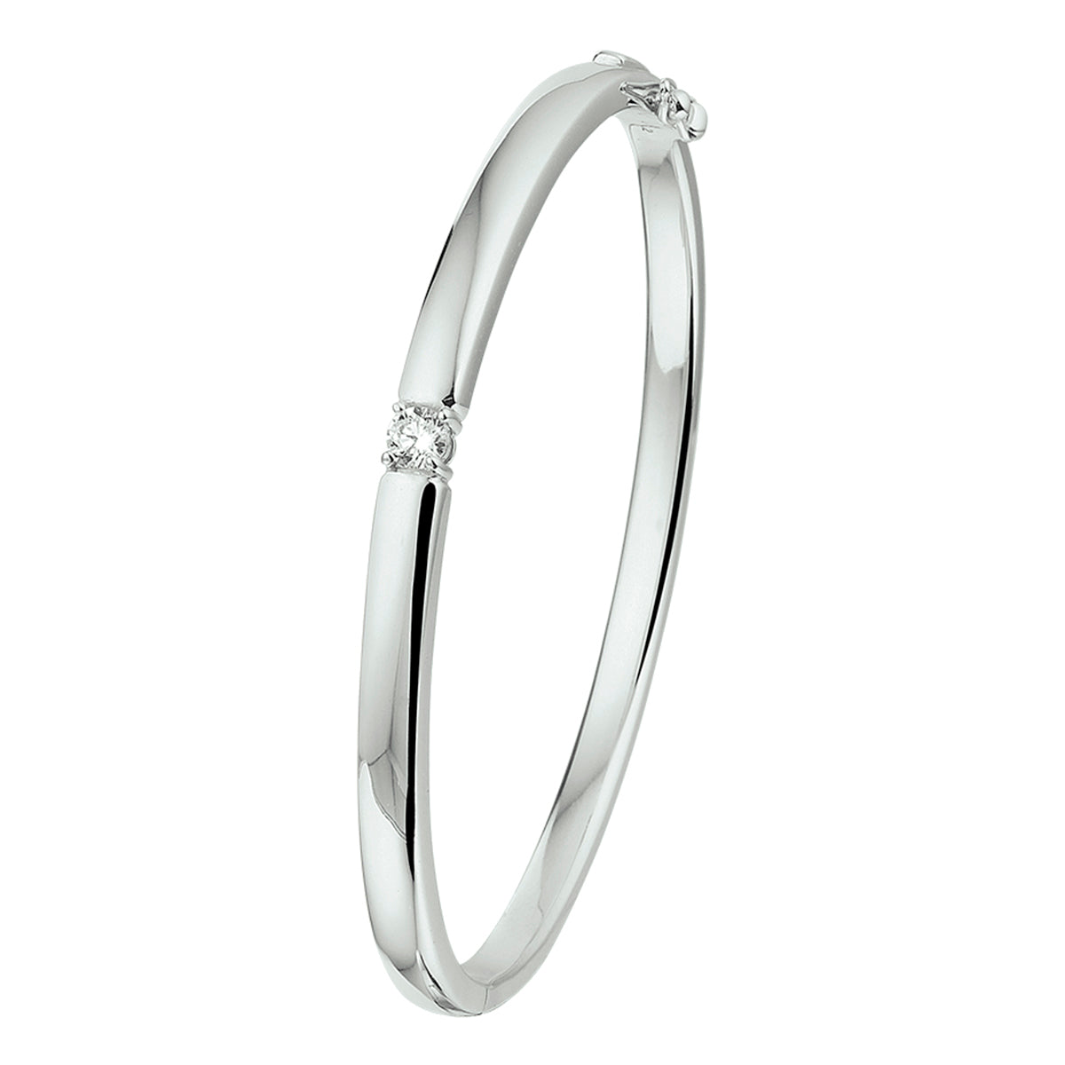 Armreif Scharnier Zirkonia 4,5 x 60 mm Silber rhodiniert