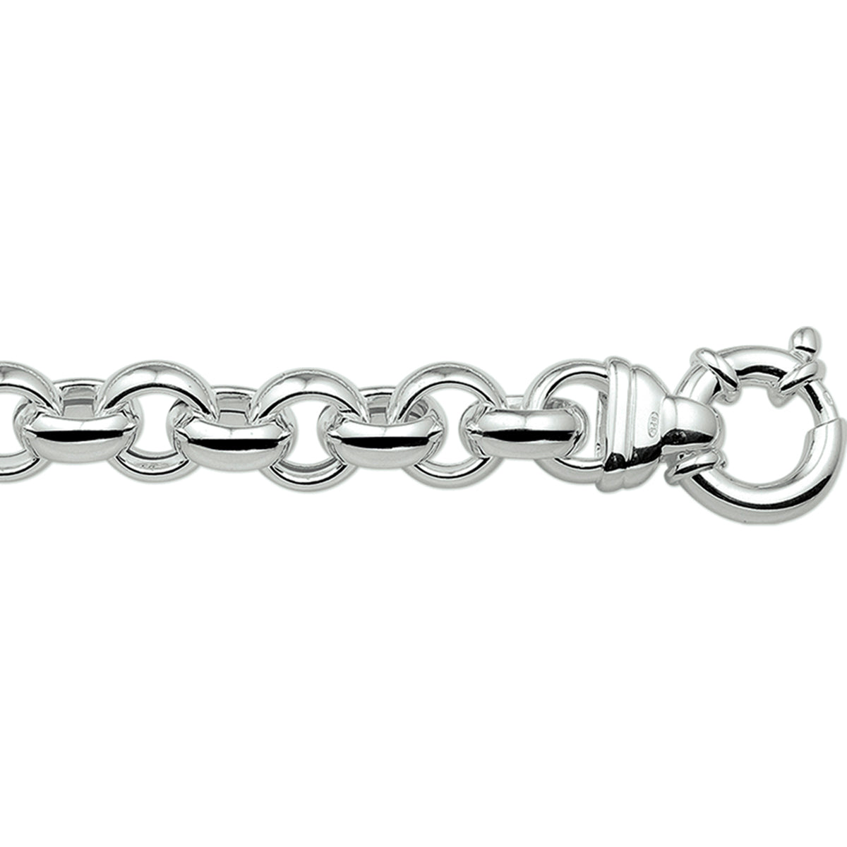 Armband Jasseron 6 mm mit großem Federverschluss Silber weiß