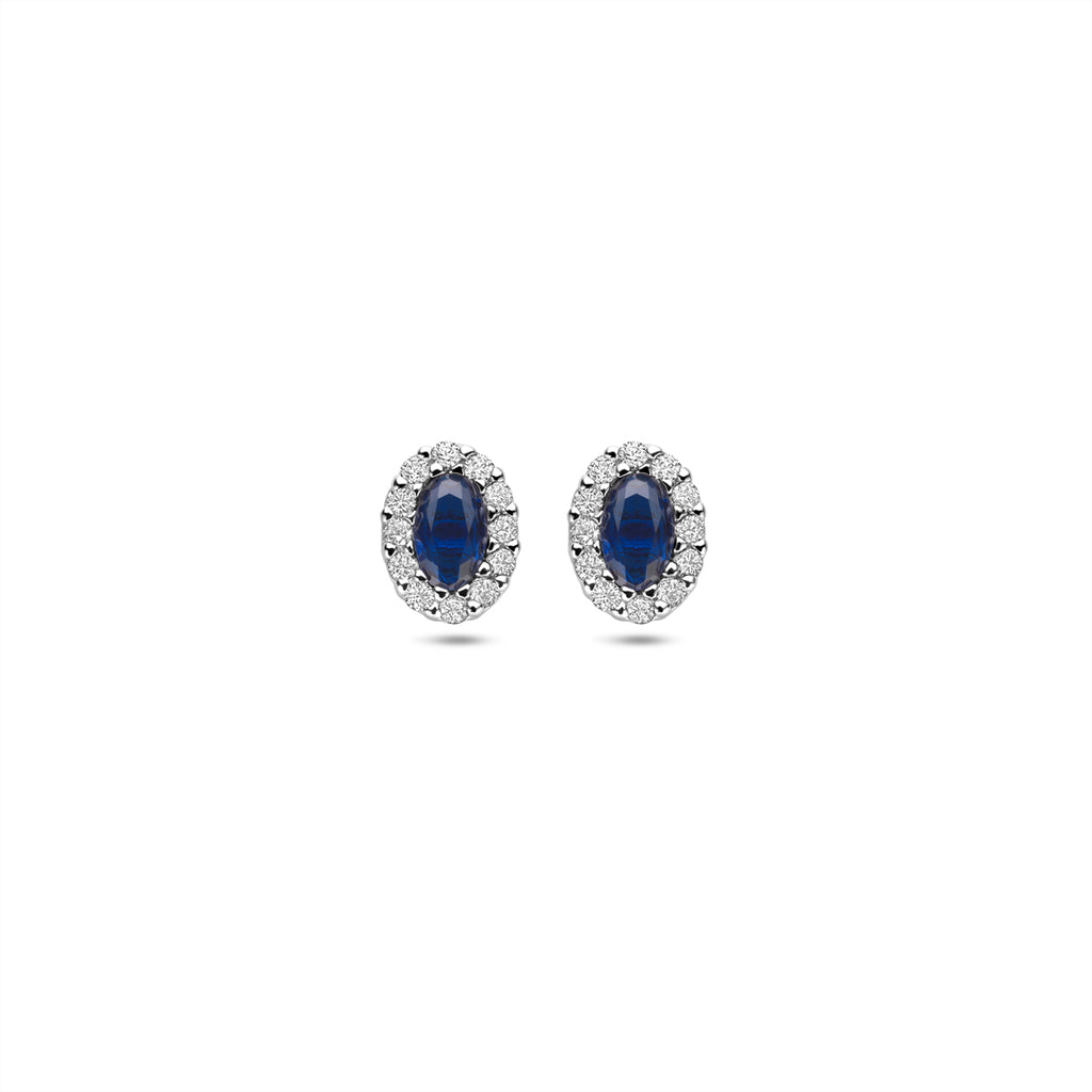 oorknoppen saffier zirkonia 8 mm zilver gerhodineerd