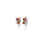Klappohrringe Emaille Fuchs Zirkonia 11 mm Silber rhodiniert