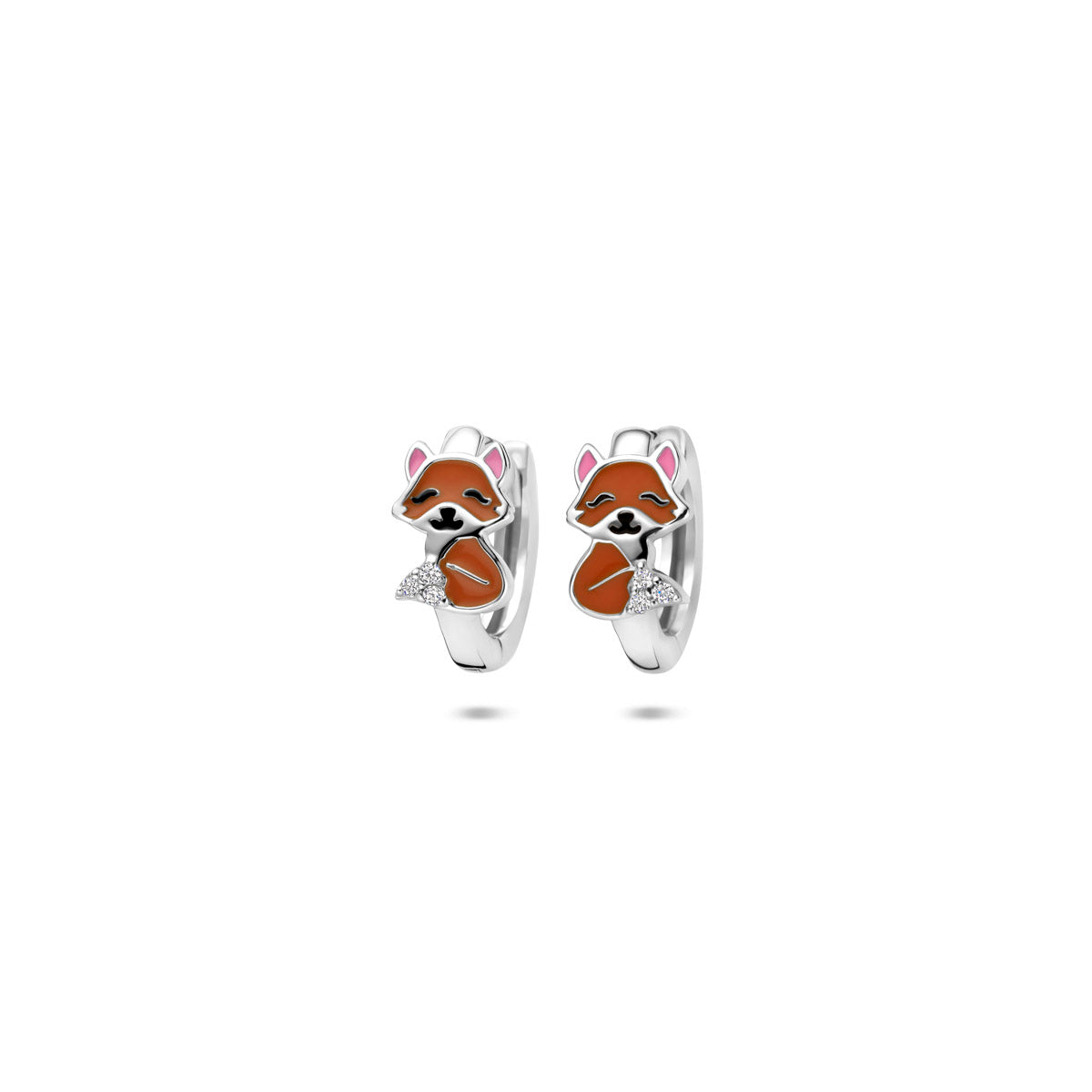 Klappohrringe Emaille Fuchs Zirkonia 11 mm Silber rhodiniert