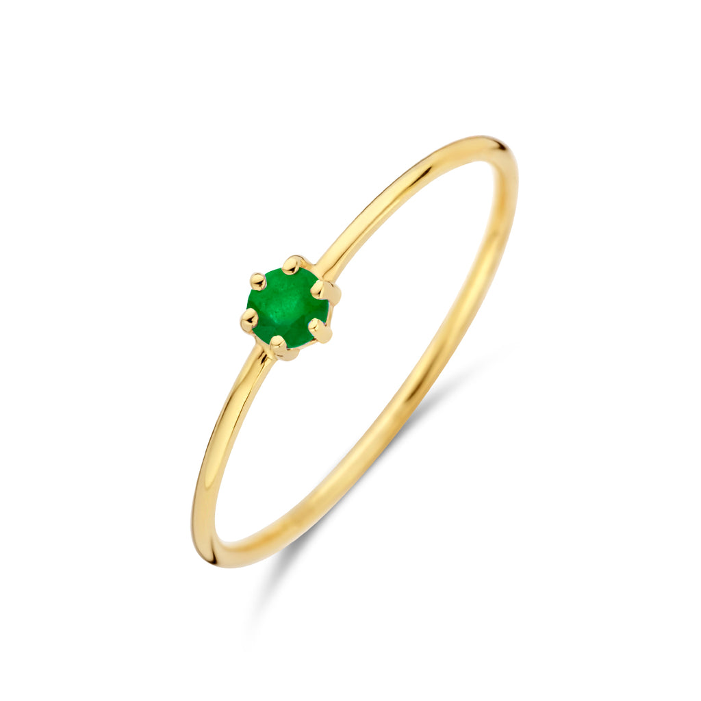 Ring mit Geburtsstein Smaragd 14. Mai Gelbgold