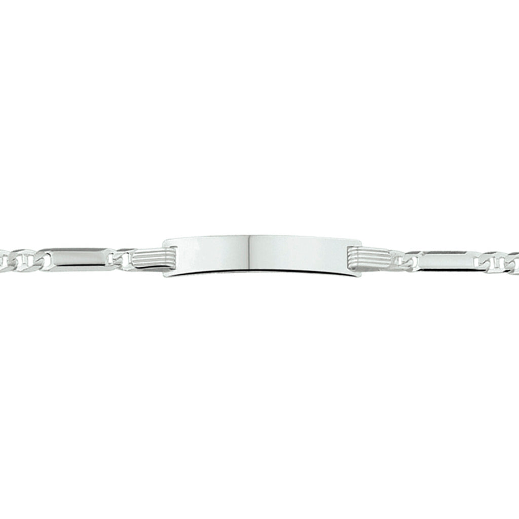 Gravurarmband Ankerplatte 5,0 mm 16 - 18 cm Silber weiß