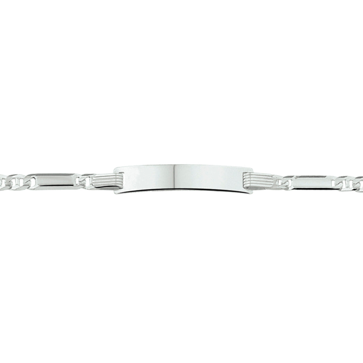 Gravurarmband Ankerplatte 5,0 mm 16 - 18 cm Silber weiß