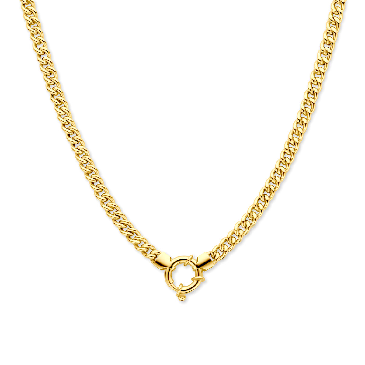 collier gourmette 5,8 mm 45 cm 3 micron met groot veerslot zilver verguld (geel)