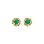 Ohrstecker Smaragd und Zirkonia 14K Gelbgold