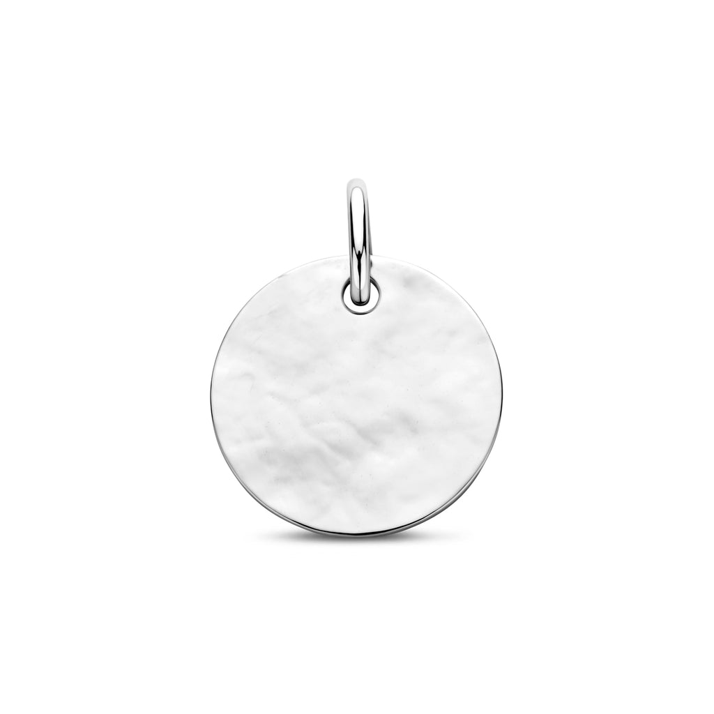 Gravur-Anhänger gehämmert 15 mm Silber rhodiniert