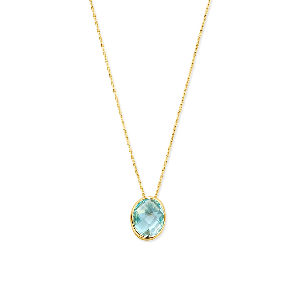 Collier blauer Topas 41 - 43 - 45 cm 14K Gelbgold