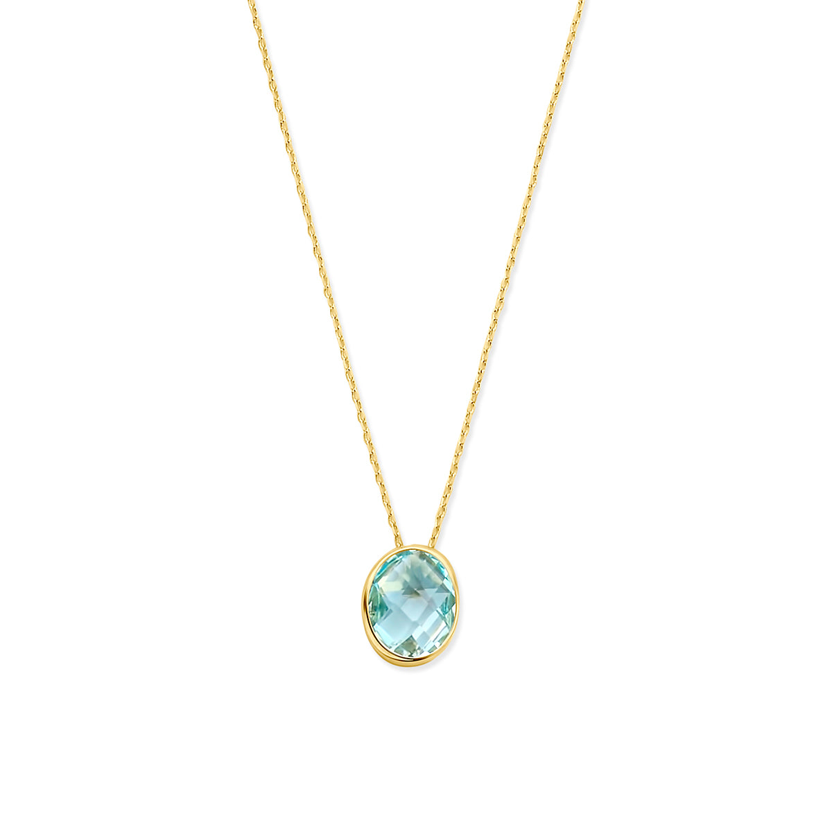 Collier blauer Topas 41 - 43 - 45 cm 14K Gelbgold