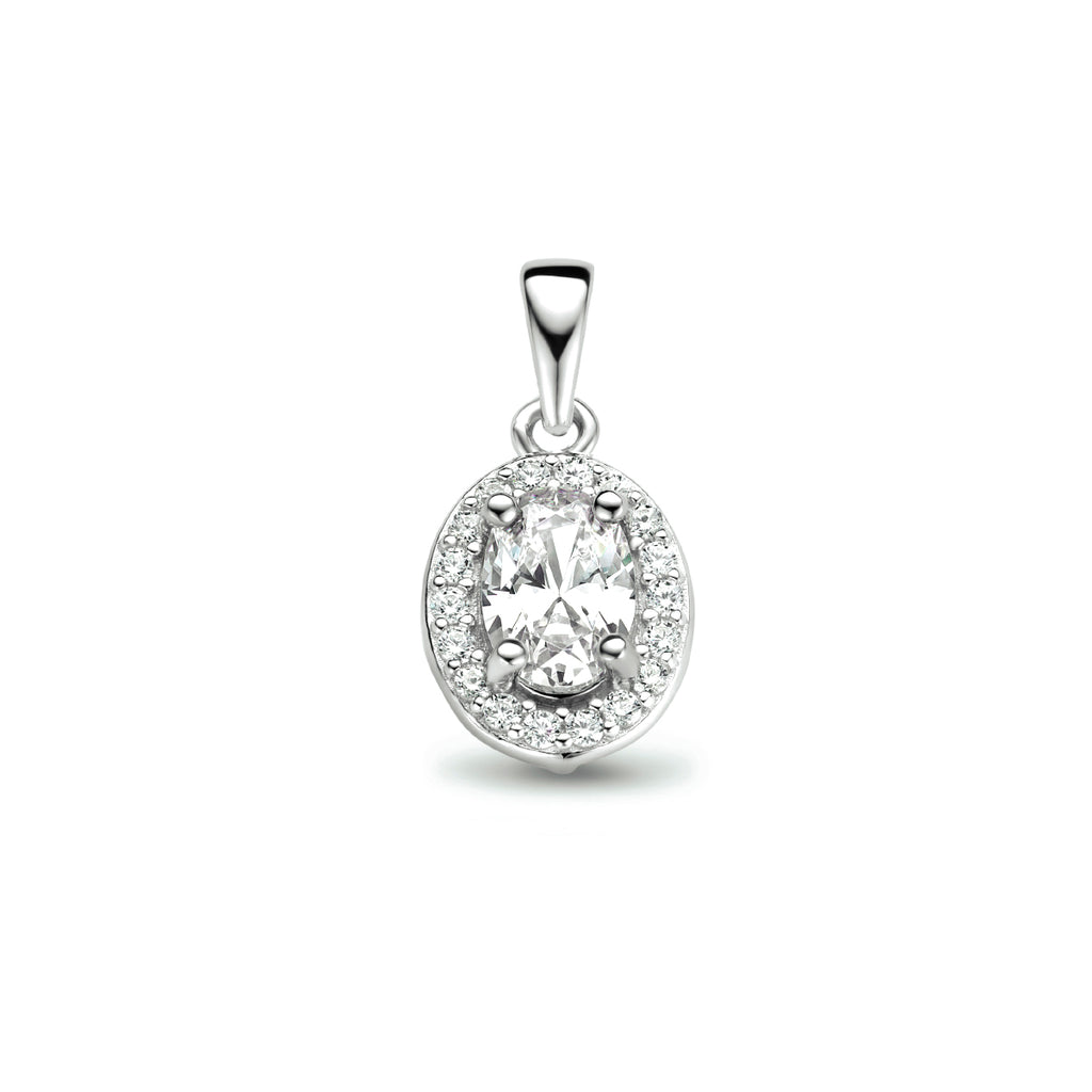 hanger zirkonia halo zilver gerhodineerd