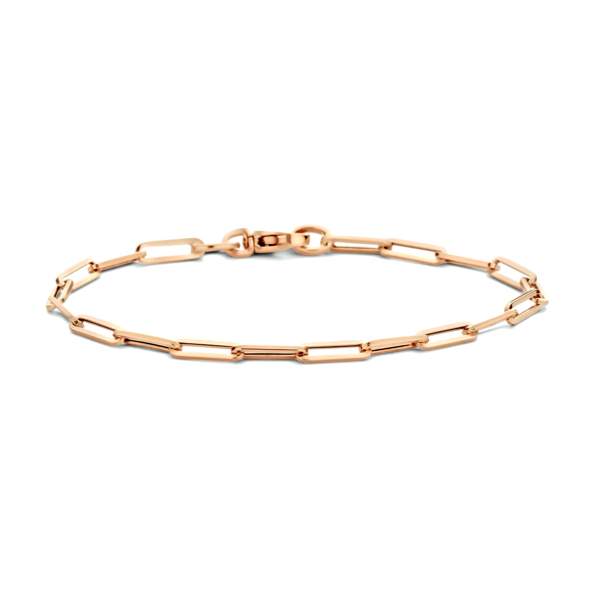 armband paperclip vierkante buis 3,0 mm 18 cm 14K roségoud