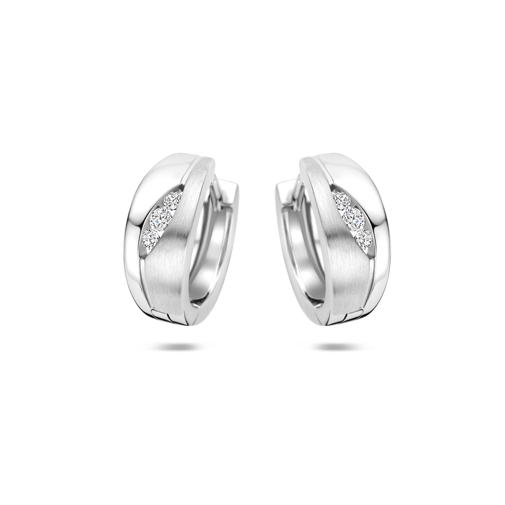 Klappcreolen Zirkonia poliert/matt 14,5 mm Silber rhodiniert