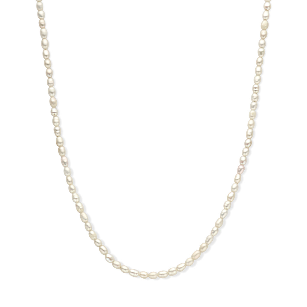 Halskette Perle 3,8 mm 50 + 5 cm Silber rhodiniert