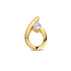 hanger druppel zirkonia 13 mm 14K geelgoud