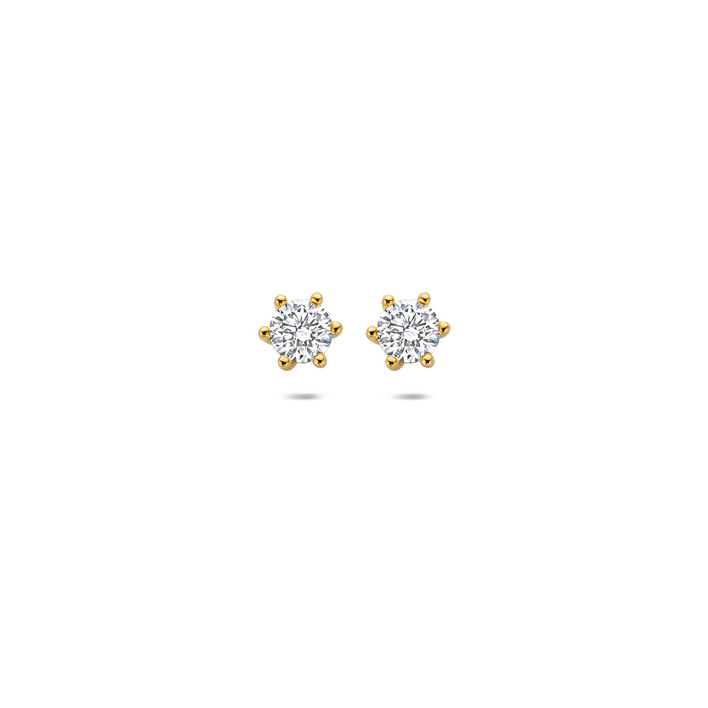 oorknoppen lab grown diamant 0.50ct (2x 0.25ct) f vs 4 mm 14K geelgoud