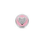 Anhänger Herz Zirkonia und rosa Emaille 10 mm Silber rhodiniert