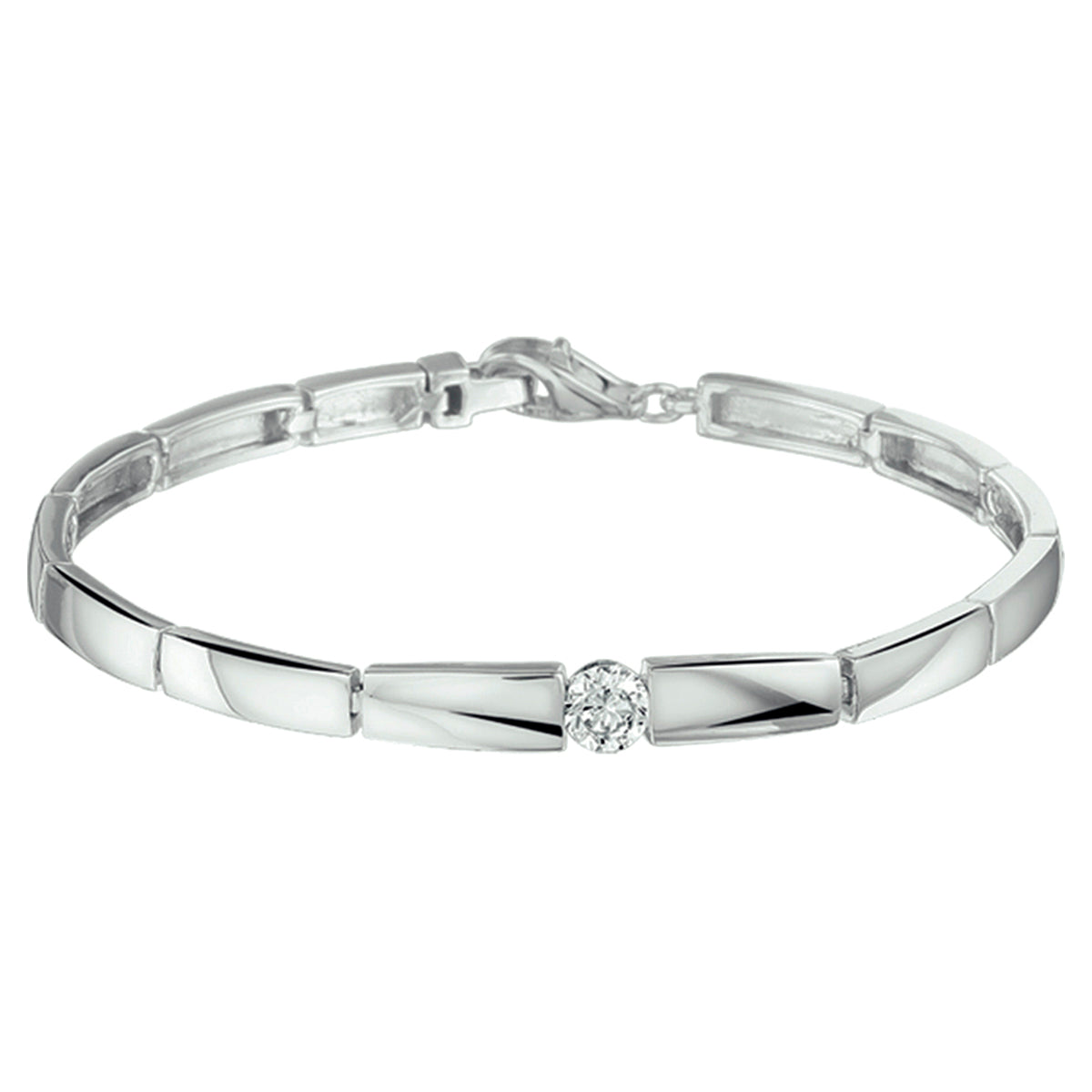 Armband-Choker-Zirkonia 19 cm Silber rhodiniert