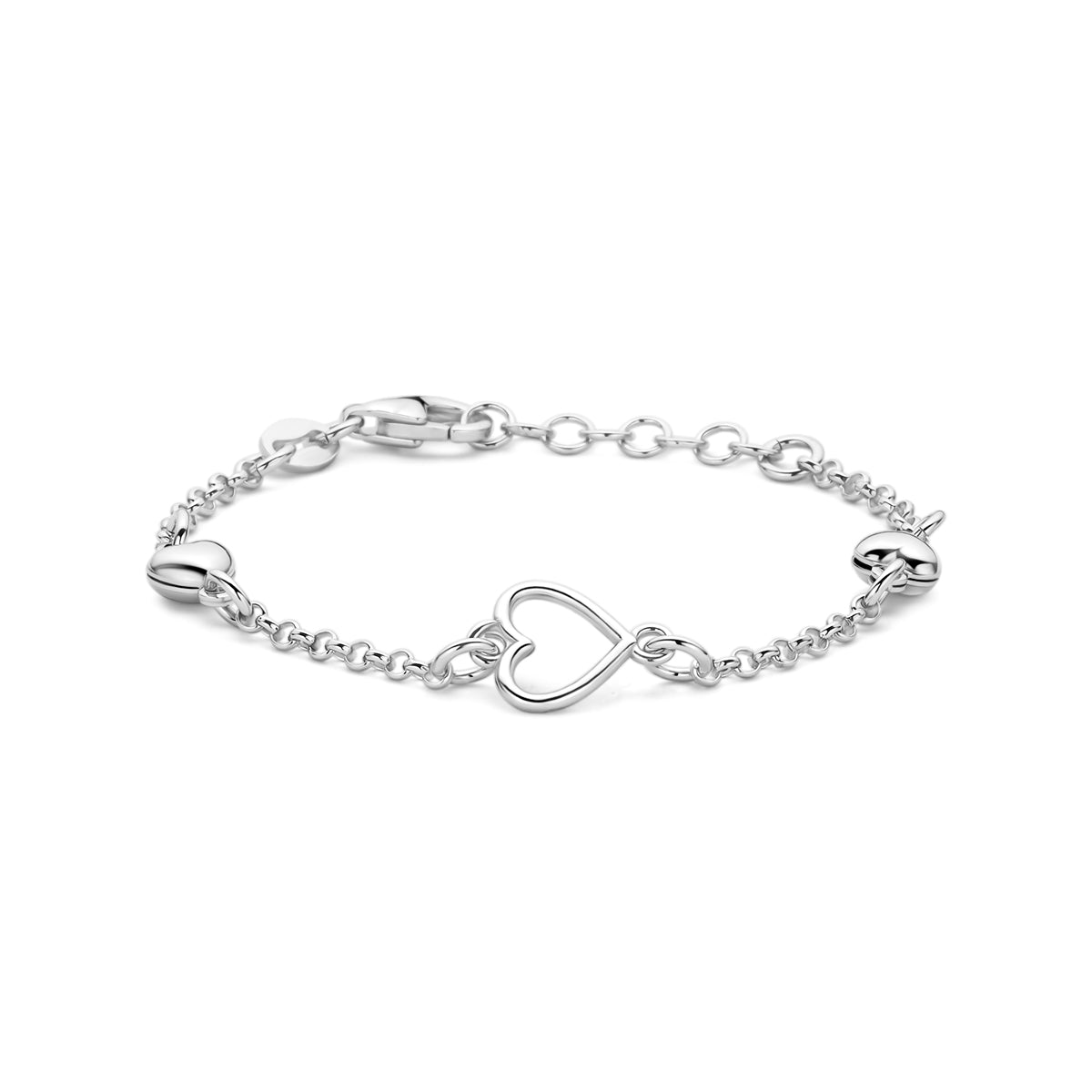 armband hartjes 11 + 2 cm zilver gerhodineerd