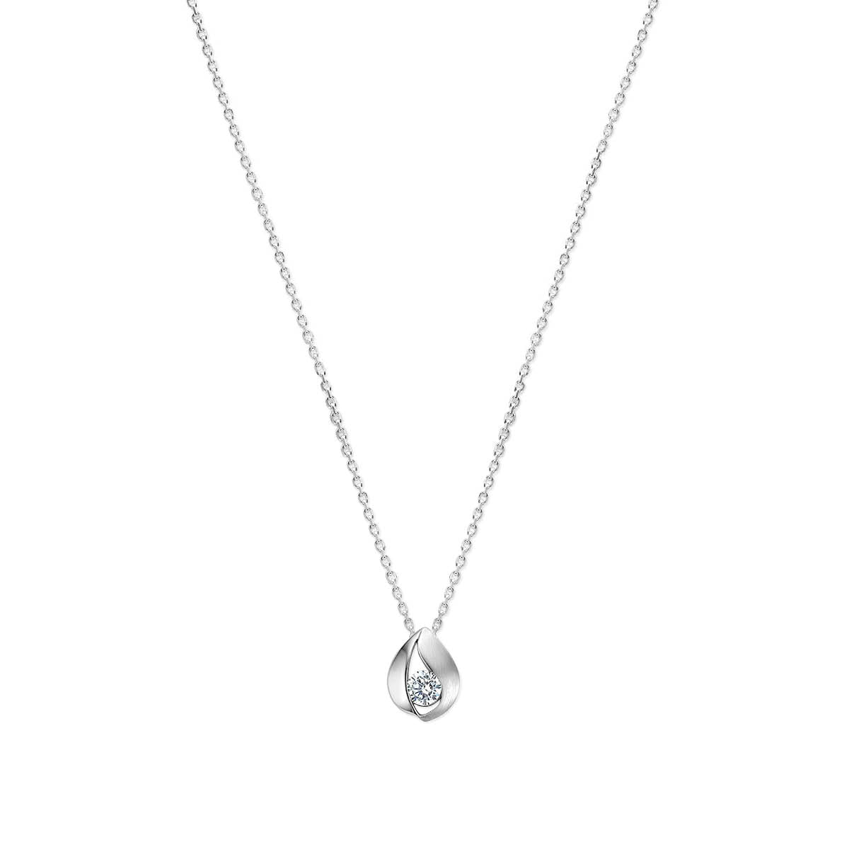 Halskette Tropfen Zirkonia poliert/matt 41 + 4 cm rhodiniertes Silber