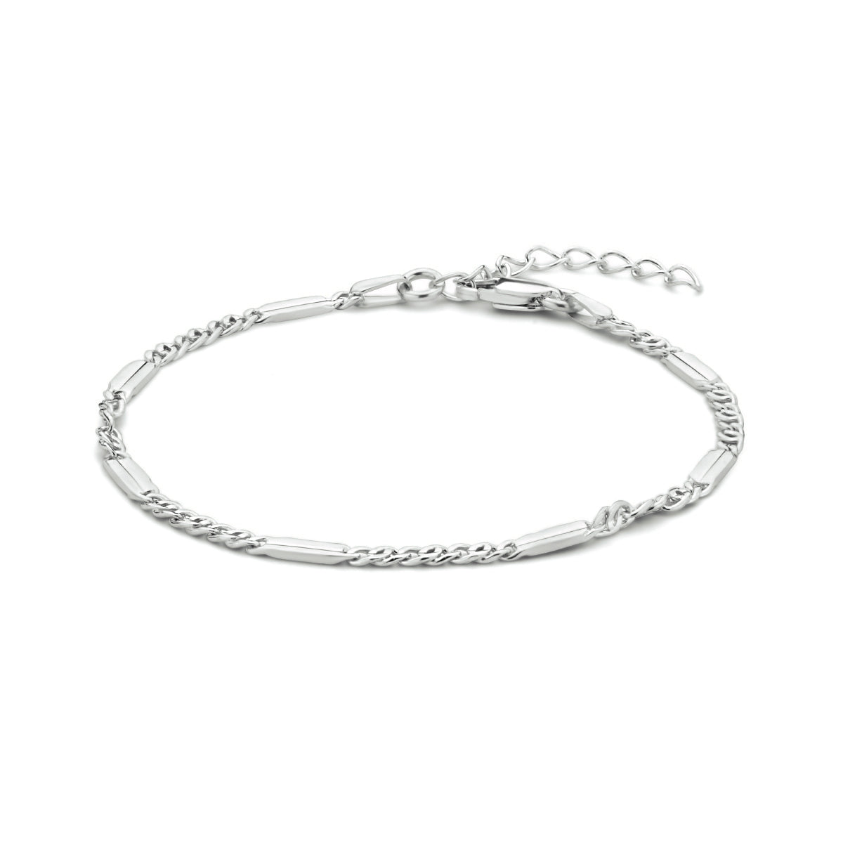 Armband Falkenauge mit Abstandshalter 2,4 mm 16 + 3 cm Silber rhodiniert